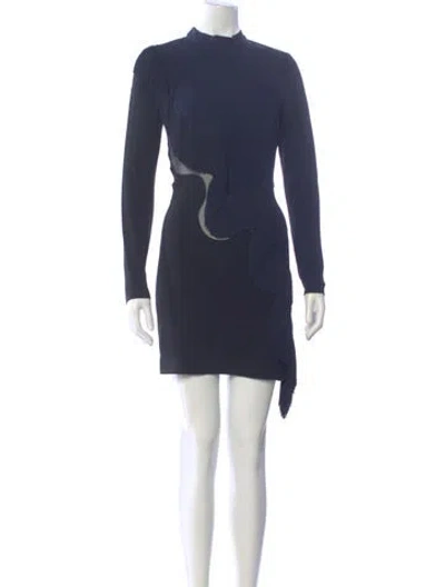 Pre-owned Stella Mccartney Mock Neck Mini Dress In Blue