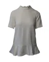 Stella Mccartney Mock Neck Peplum Blouse In White Rayon In White
