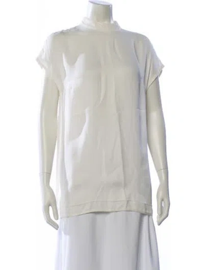 Pre-owned Stella Mccartney Mock Neck Short Sleeve Blouse In White