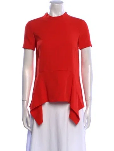 Pre-owned Stella Mccartney Mock Neck Short Sleeve T-shirt In Red