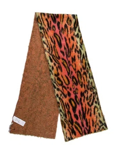 Pre-owned Stella Mccartney Mohair Animal Print Scarf In Brown