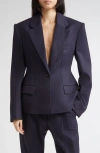 Stella Mccartney Molded Wool Gabardine Blazer In Blue
