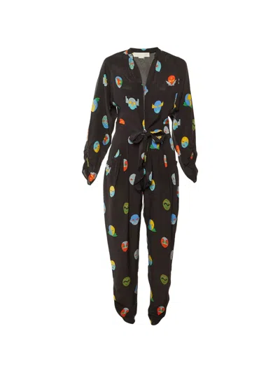 Pre-owned Stella Mccartney Monia Superhero-print Jumpsuit In Black