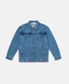 Stella Mccartney Embroidered Cotton Denim Jacket In Blue