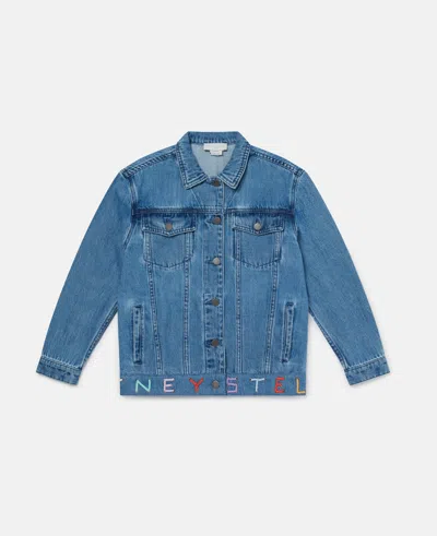 Stella Mccartney Embroidered Cotton Denim Jacket In Blue
