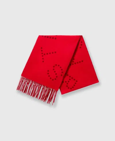 Stella Mccartney Moniker Print Logo Scarf In Lipstick Red