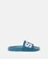 Stella Mccartney Moniker Print Slides In Blue