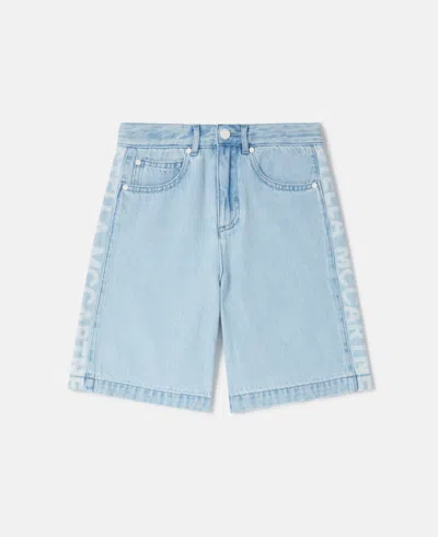 Stella Mccartney Moniker Tape Shorts In Blue