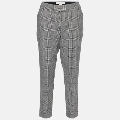 Pre-owned Stella Mccartney Monochrome Houndstooth Wool Tapered Trousers S In Black