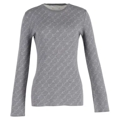 Stella Mccartney Monogram Jacquard Sweater In Grey Wool