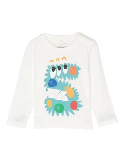 Stella Mccartney Kids' Monster Cotton Sweatshirt In White