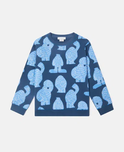 Stella Mccartney Monster Print Crewneck Sweatshirt In Blue