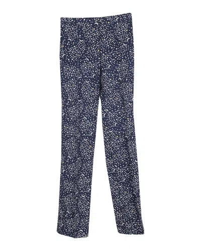 Stella Mccartney Moon And Star Printed Trousers In Navy Blue Viscose