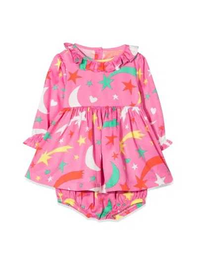 Stella Mccartney Kids' Moon Long Sleeve Dress With Coulottes In Pink