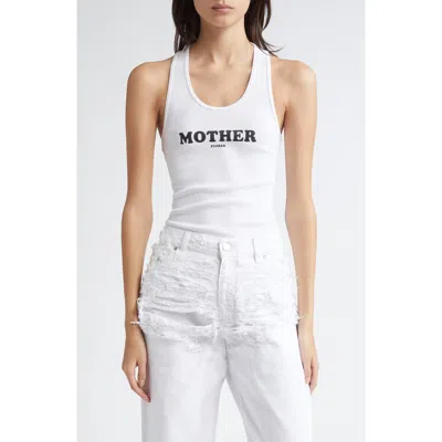 Stella Mccartney Mother F**ker Rib Graphic Tank In Pure White
