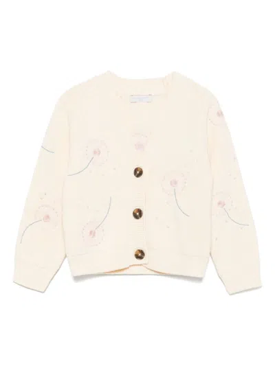 Stella Mccartney Kids' Motif-embroidered Cardigan In Neutrals