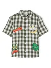 Stella Mccartney Green Shirt For Boy With All-over Pattern In Green