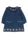 Stella Mccartney Blue Dress For Baby Girl With Flowers In Blue