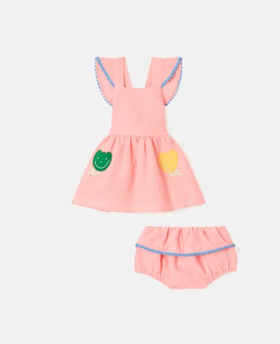 Stella Mccartney Kids' Motif Pocket Dress And Bloomer Set In Pink