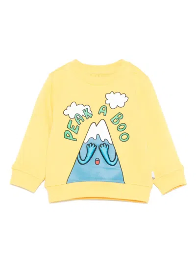 Stella Mccartney Babies' Mountain-print Sweatshirt In Yellow