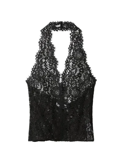 Stella Mccartney Lace Halterneck Top In Black