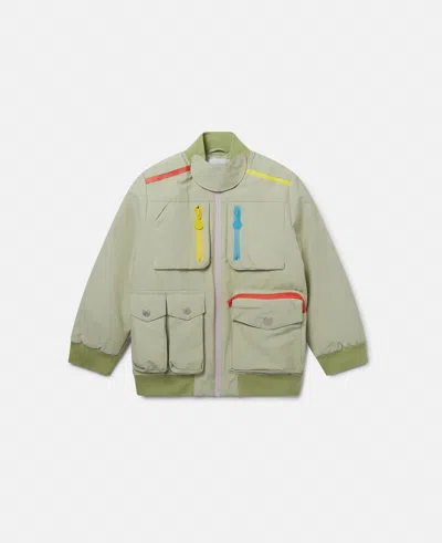 Stella Mccartney Multi-pocket High-neck Jacket In Green