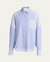 Stella Mccartney Multi Striped Patchwork Balloon-sleeve Blouse In Multic Blu