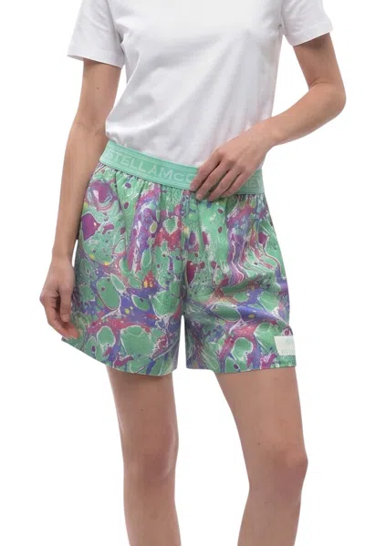 Stella Mccartney Multicolor Abstract Shorts In Green