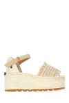 Stella Mccartney Off-white & Beige Gaia Platform Espadrille Wedge Sandals