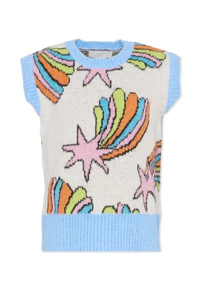 Stella Mccartney Kids' Multicolor Crewneck Vest For Girl With Shooting Stars