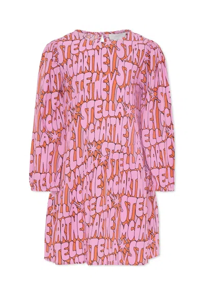 Stella Mccartney Kids' Multicolor Dress For Girl With Logo In Pink