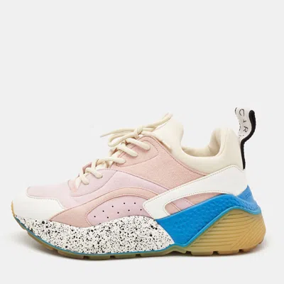Pre-owned Stella Mccartney Multicolor Faux Leather And Faux Suede Eclypse Sneakers Size 37