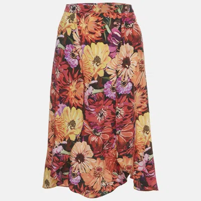 Pre-owned Stella Mccartney Multicolor Floral Print Silk Wrap Style Skirt Xs