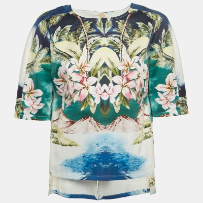 Pre-owned Stella Mccartney Multicolor Hawaiian Print Cotton Buttoned Back Detail Top S