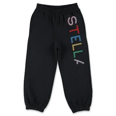 Stella Mccartney Multicolor Logo Print Joggers In Black