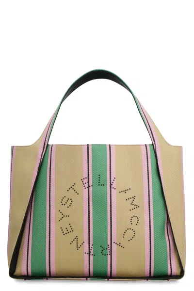 Stella Mccartney Multicolor Striped Tote Handbag For Women In Burgundy