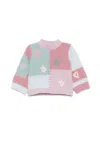 Stella Mccartney Multicolor Sweater For Baby Girl With Embroidery In Pink