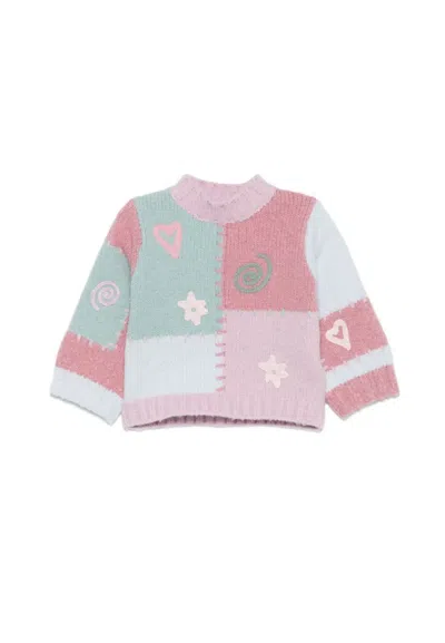 Stella Mccartney Multicolor Sweater For Baby Girl With Embroidery In Pink