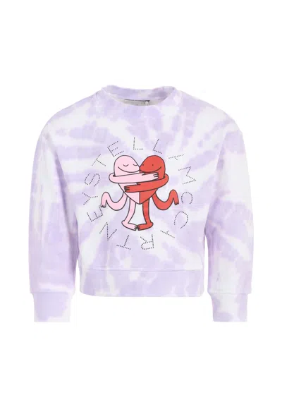 Stella Mccartney Kids' Multicolor Sweatshirt For Girl With Heart In Purple