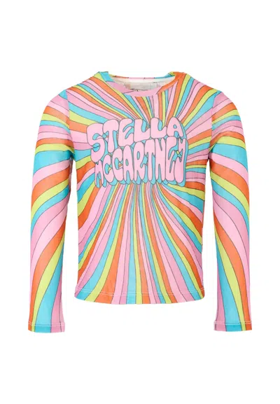 Stella Mccartney Kids' Multicolor T-shirt For Girl With Logo In Brown