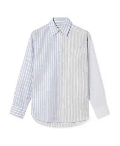Stella Mccartney Multi-way Stripe Pattern Cotton Shirt In Blue