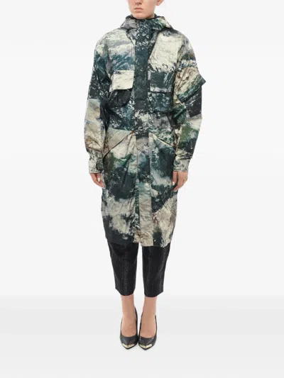 Stella Mccartney Murry Printed Hooded Raincoat In Green