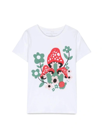 Stella Mccartney Kids' Mushroom And Flower M/c T-shirt In White