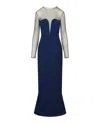 Stella Mccartney Myah Embellished Long Sleeve Gown In Blue