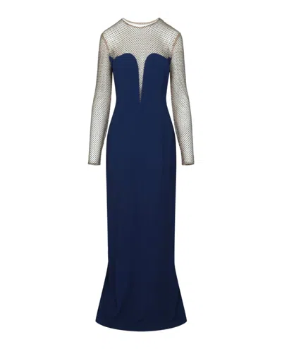 Stella Mccartney Myah Embellished Long Sleeve Gown In Blue