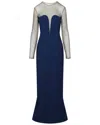 Stella Mccartney Myah Embellished Long Sleeve Gown In Blue