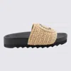 Stella Mccartney Raffia Woven Strap Flat Sole Slippers In Black