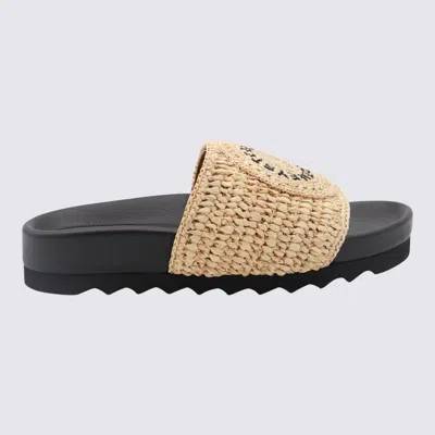 Stella Mccartney Raffia Woven Strap Flat Sole Slippers In Beige