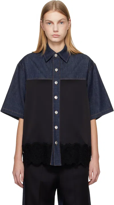 Stella Mccartney Denim Shirt With Frontal Buttons Closure In Black