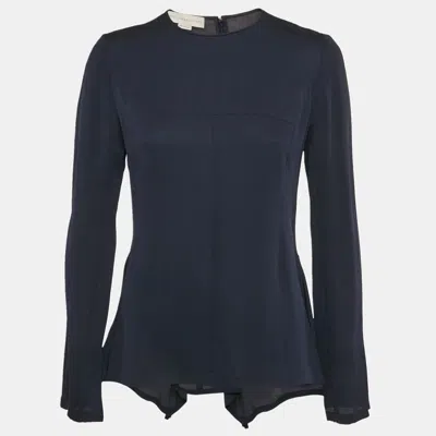 Pre-owned Stella Mccartney Navy Blue Crepe Asymmetric Top S